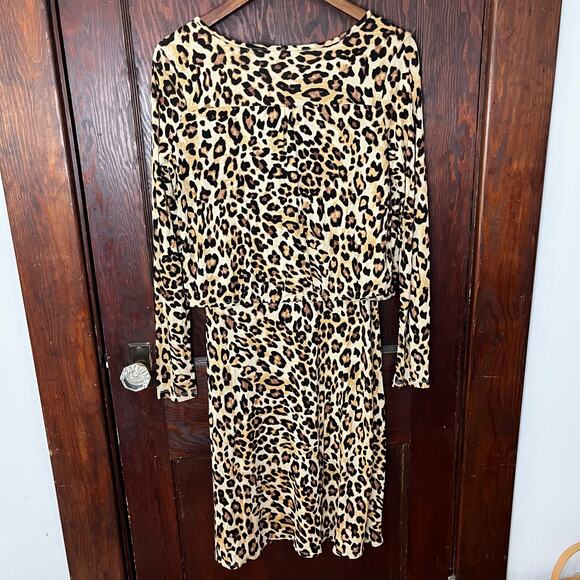 H&M Mama Nursing Dress Leopard Print Long Sleeve Knee Length Stretchy Size S - Picture 3 of 7